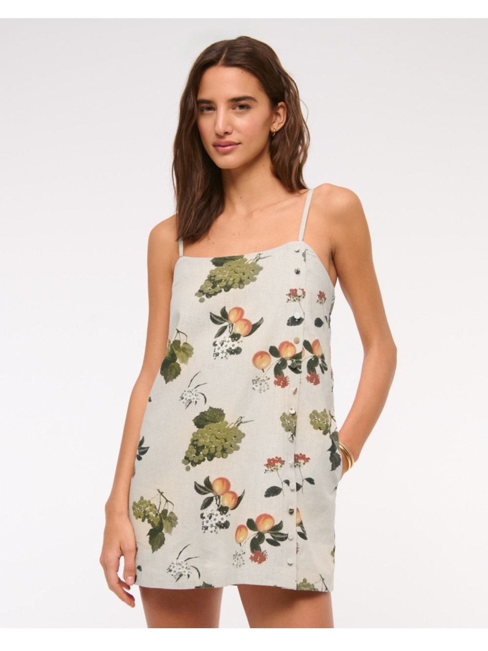 Linen Blend Button Skort Dress